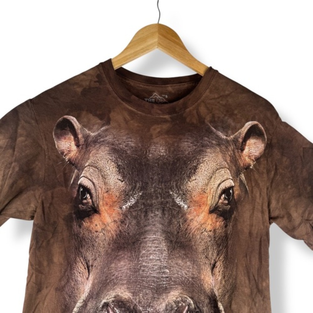 The Mountain Hippopotamus Face T Shirt Tie Dye Brown Size Small Hippo Animal - Picture 6 of 7